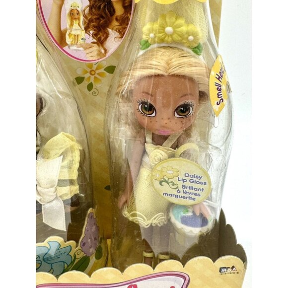Yummi Land Flower Pop Girl Doll Yellow Dixie Day Daisy & Parker Pansy Dog In Box - Picture 2 of 6